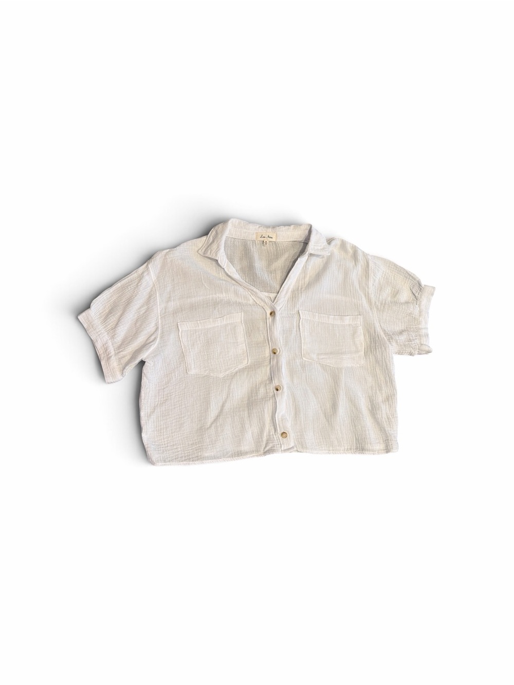Love Notes White Cropped Button-Front Top